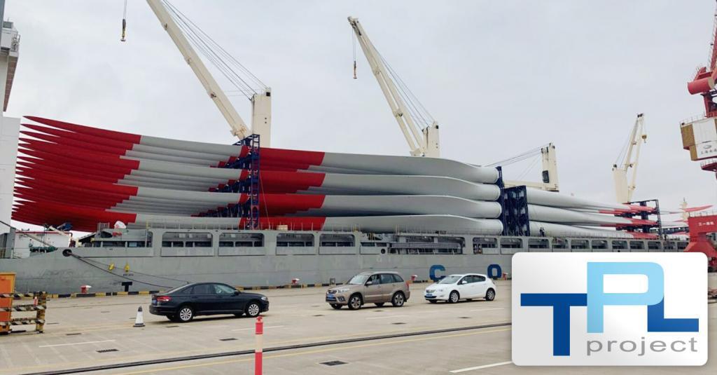TPL Project Loaded 33 pcs WTG Blades in Nangang Port, Shanghai Destined