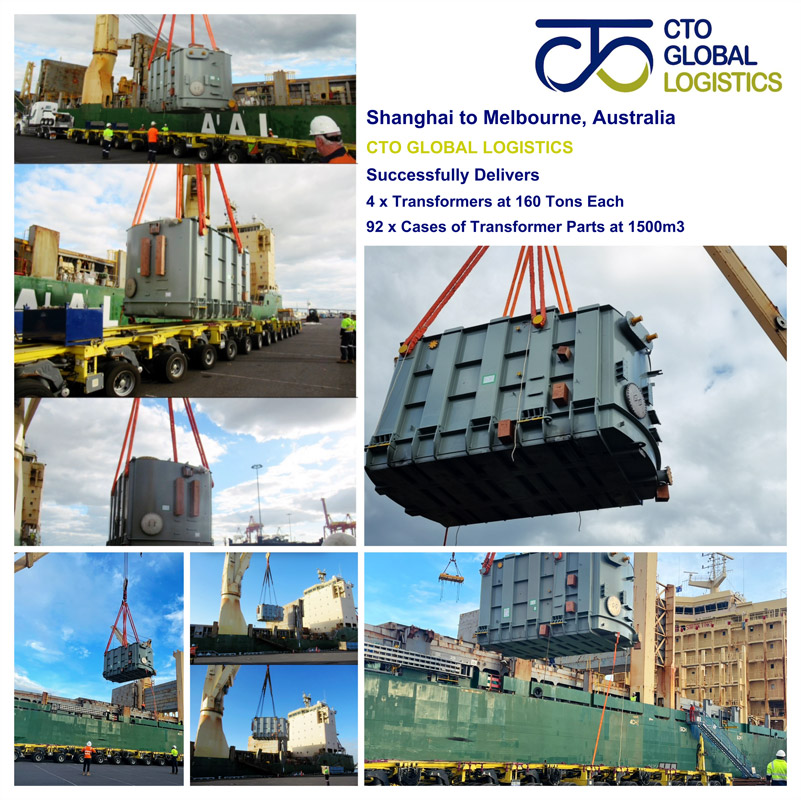 CTO Global Logistics Delivered a Shipment of 4 x 160mt Transformers + 92 Cases of Parts from Shanghai to Melbourne
