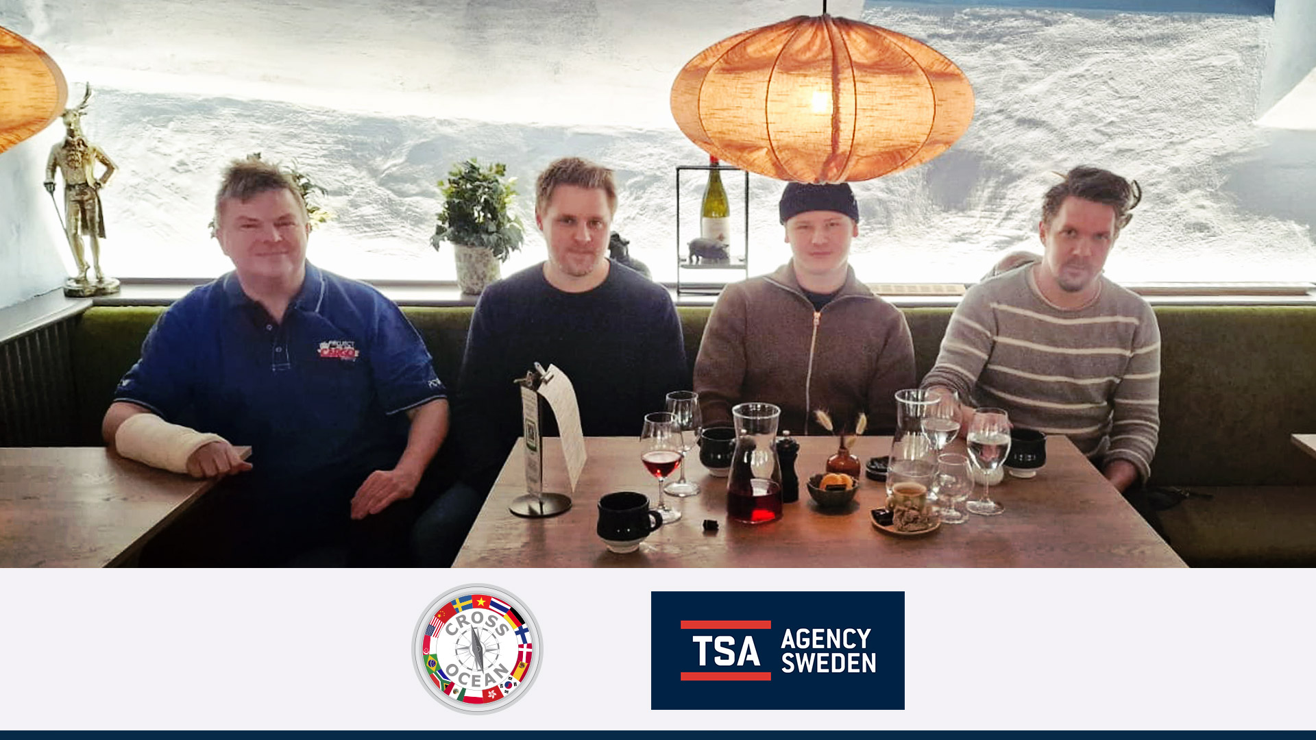 Cross Ocean's Chairman and service provider TSA Agency Sweden AB with the dream team consisting of Marcus, Joakim, and Isac handling some 450 ship calls a year