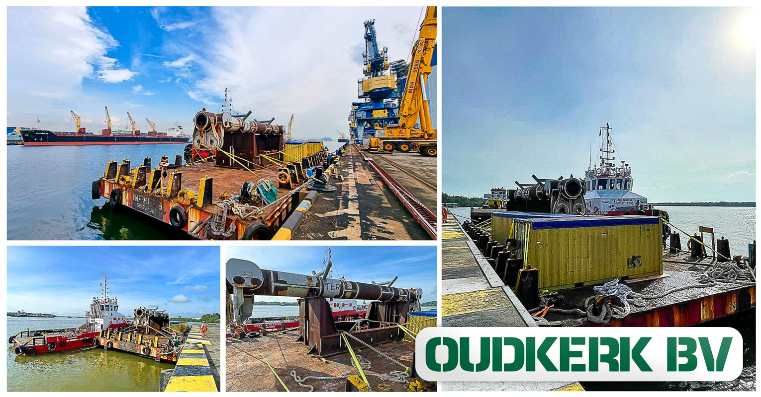 Oudkerk Logistics Handling a Spreader Bar and 2 Containers via Barge from Singapore to Kuching