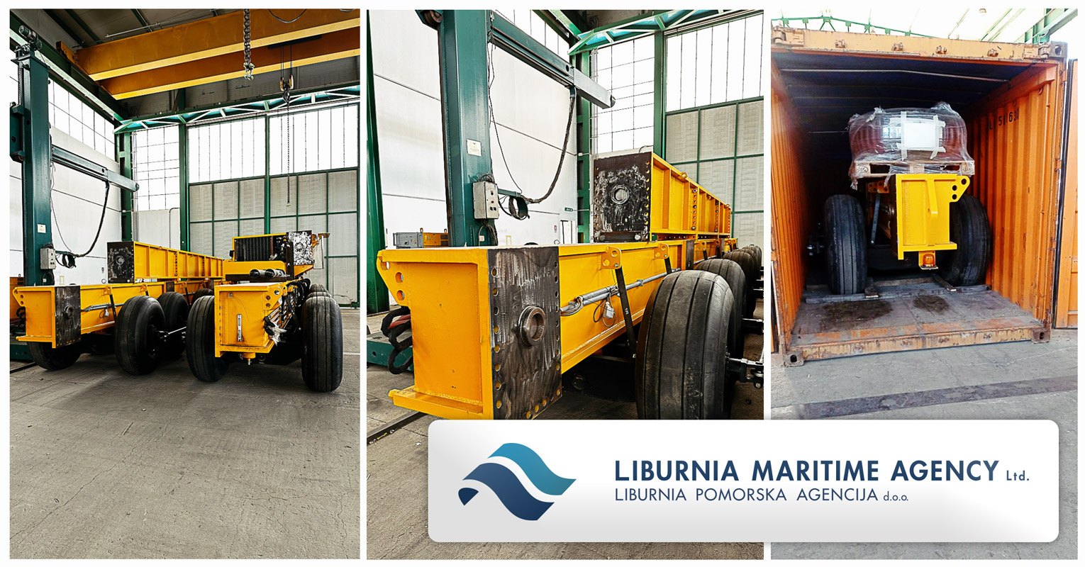 Liburnia Group Dismantled a Multiwheel Trailer in Sardegna, Italy and Transported it in Containers to Santos, Brazil
