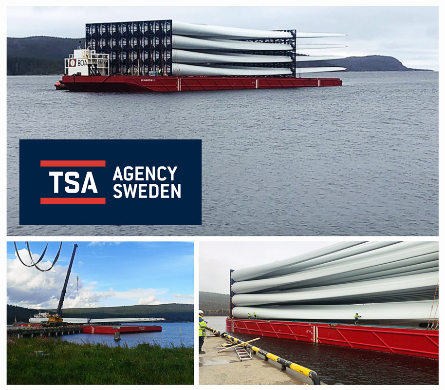 TSA Agency Sweden Handled the Discharge of Wind Turbine Blades from a Cargo Barge