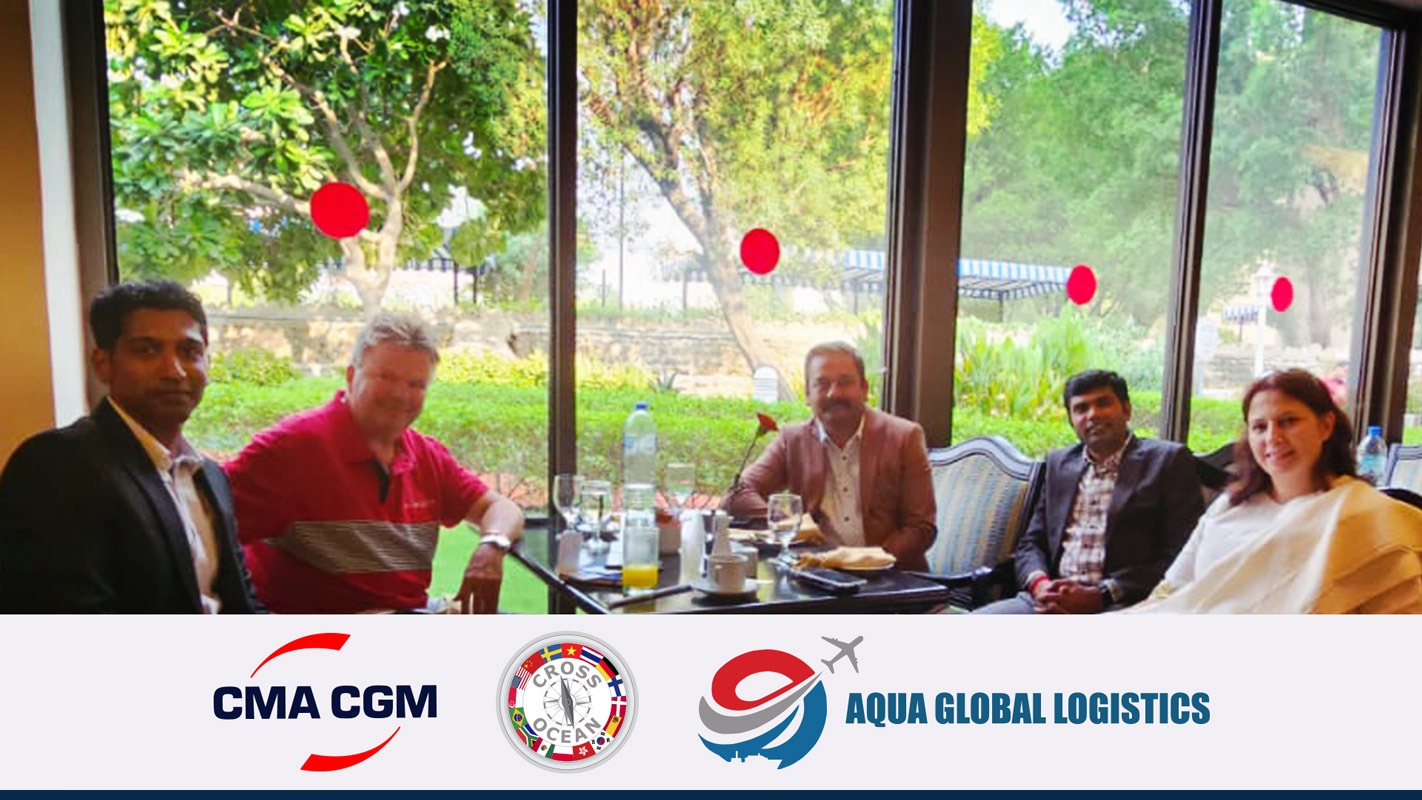 Cross Ocean's Chairman meeting with Mr. P.M. Razi and Ms. Rania Zraybi of CMA CGM and Mr. Prathap Sridharan and Mr. Kumar Angamuthu of AQUA GLOBAL Logistics