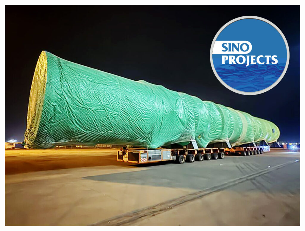 SinoProjects Delivers an Extra Long Tower with the Help of 2 x 6 Axle SPMTs